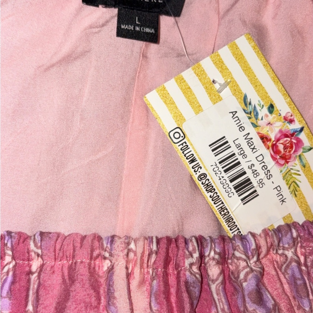 Lumiere Pink and White Maxi Dress